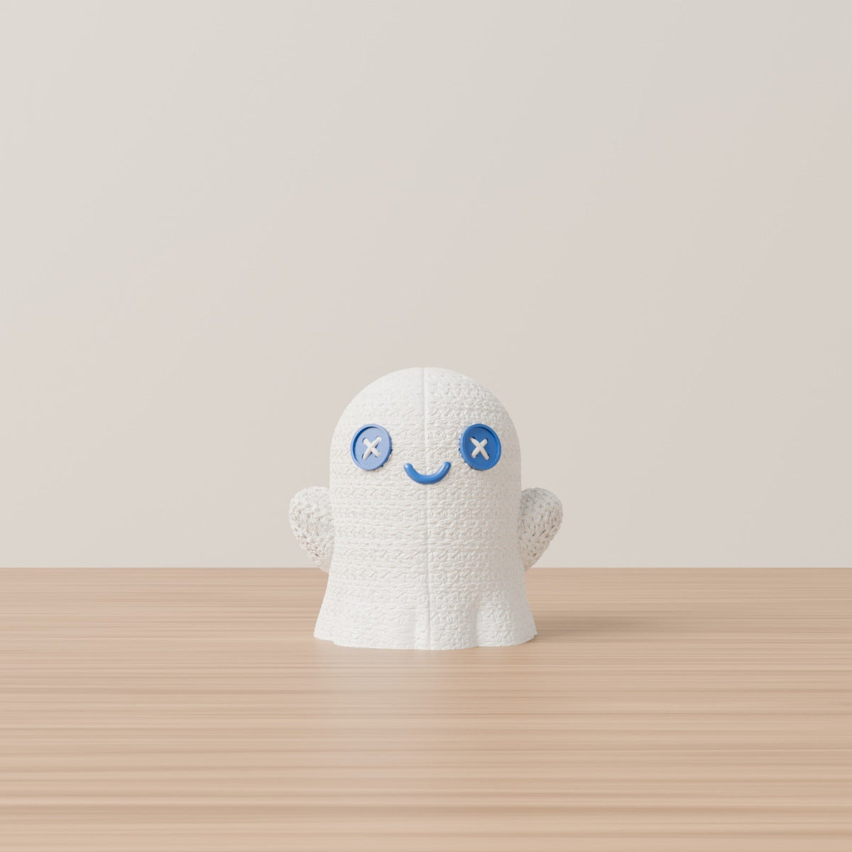 Crochet Ghost Lamp – Cute Knit-Texture Ghost LED Tealight Holder with Button Eyes - Northern Foundry