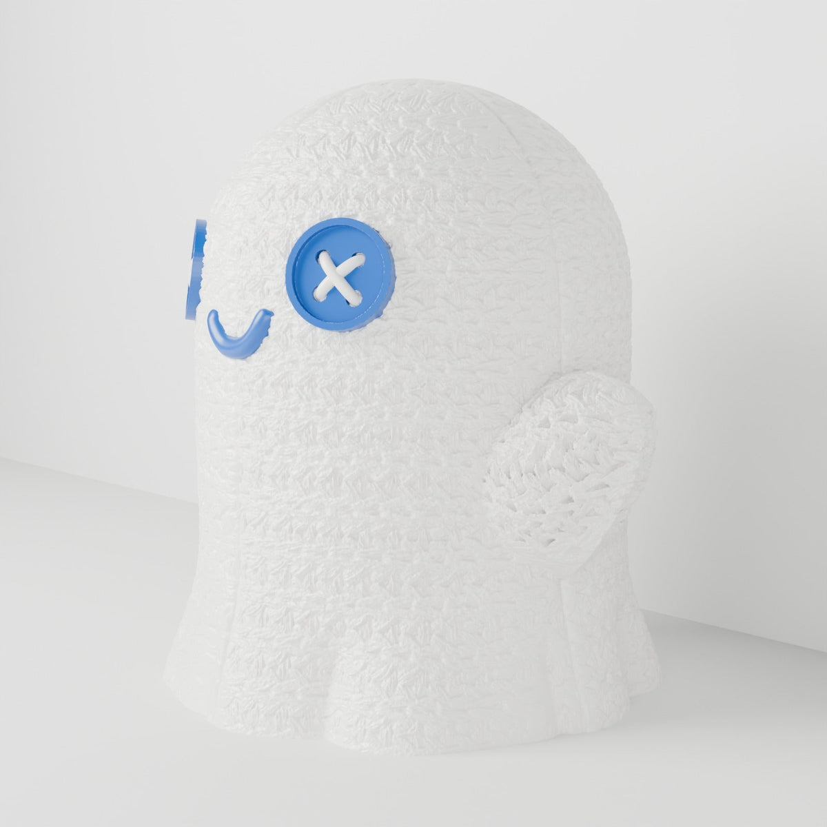 Crochet Ghost Lamp – Cute Knit-Texture Ghost LED Tealight Holder with Button Eyes - Northern Foundry
