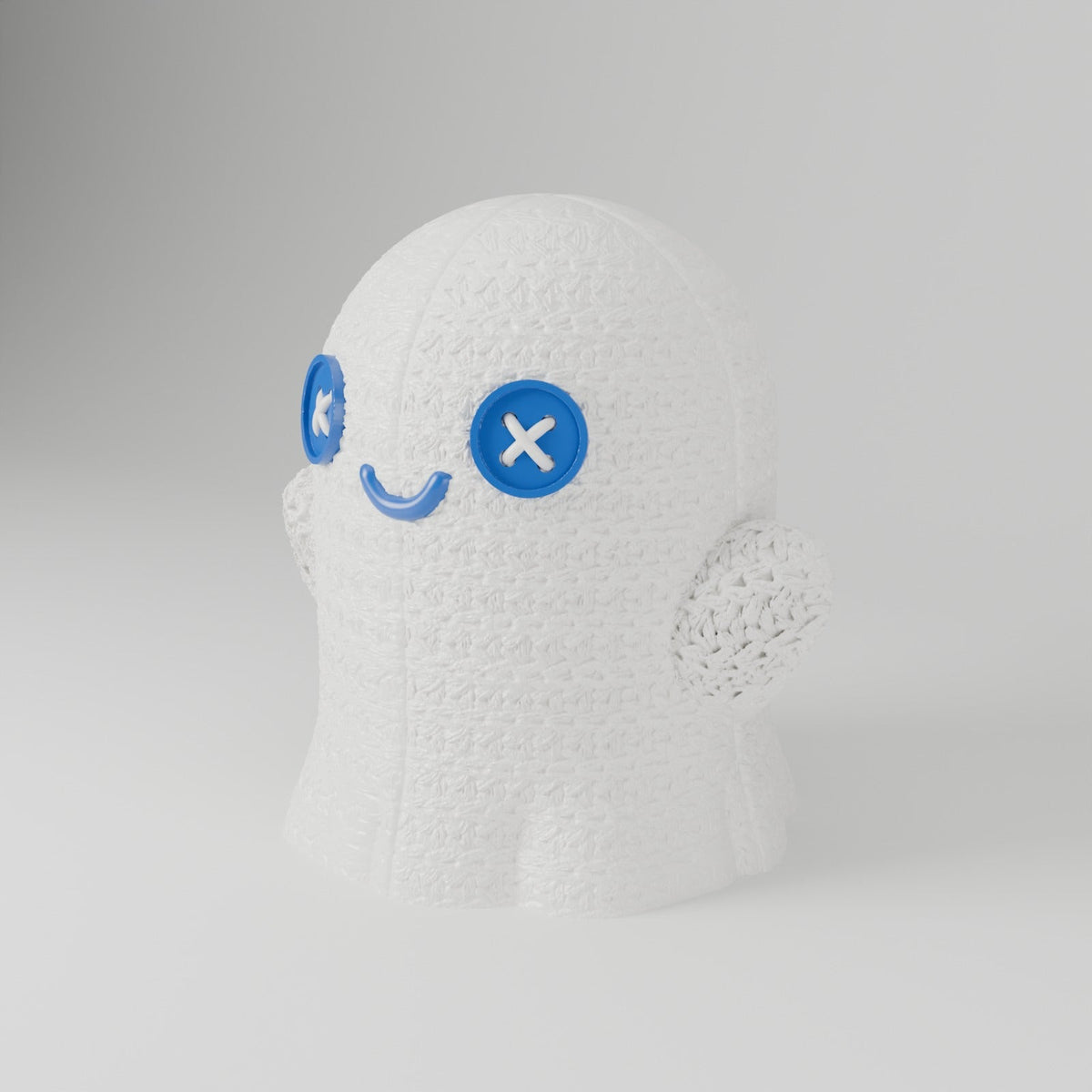 Crochet Ghost Lamp – Cute Knit-Texture Ghost LED Tealight Holder with Button Eyes - Northern Foundry