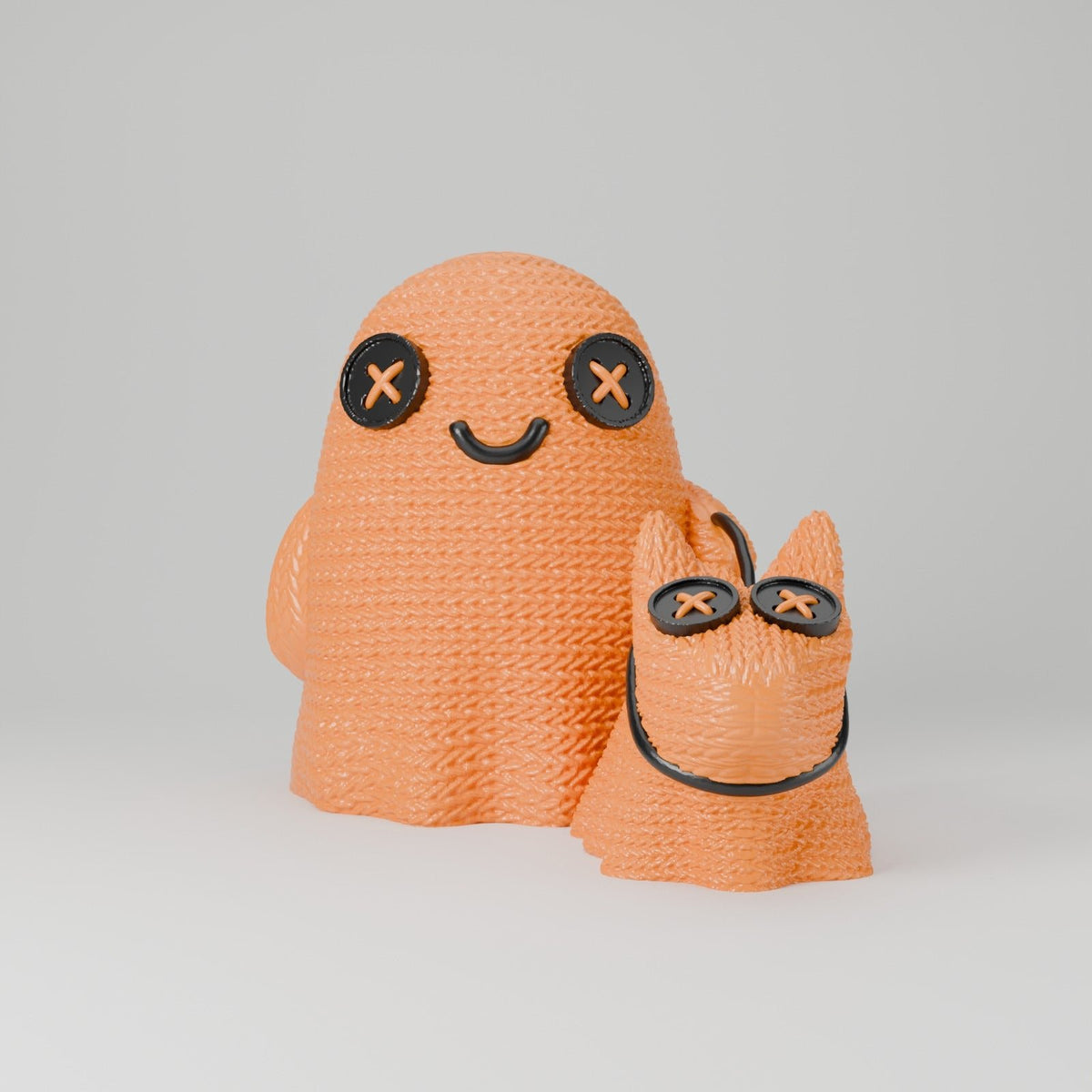 Crochet Ghost with Dog – Cute Knit-Texture Ghost LED Tealight Holder with Ghost Puppy - Northern Foundry