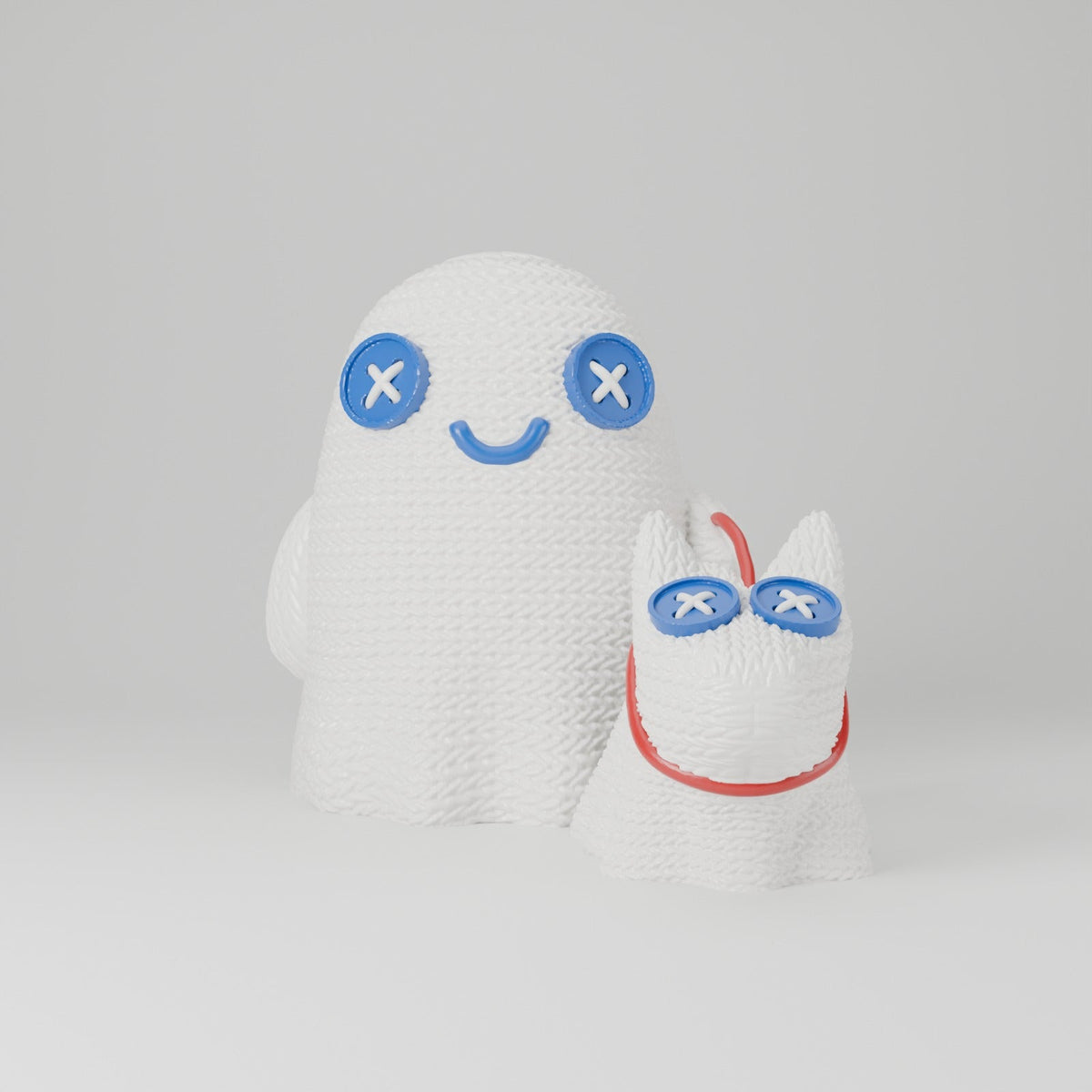 Crochet Ghost with Dog – Cute Knit-Texture Ghost LED Tealight Holder with Ghost Puppy - Northern Foundry