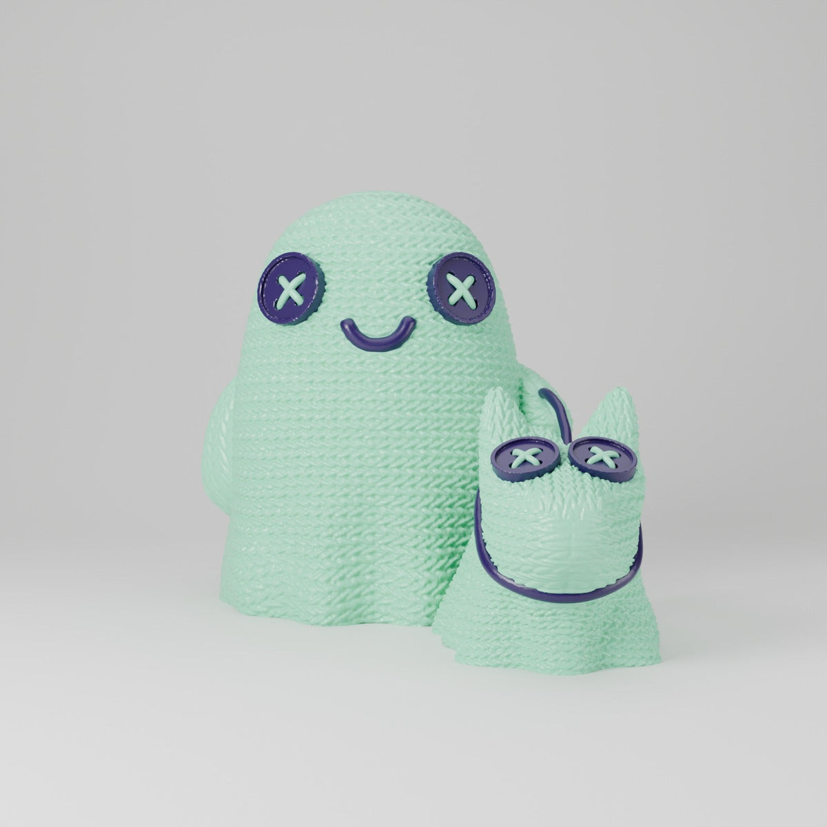 Crochet Ghost with Dog – Cute Knit-Texture Ghost LED Tealight Holder with Ghost Puppy - Northern Foundry