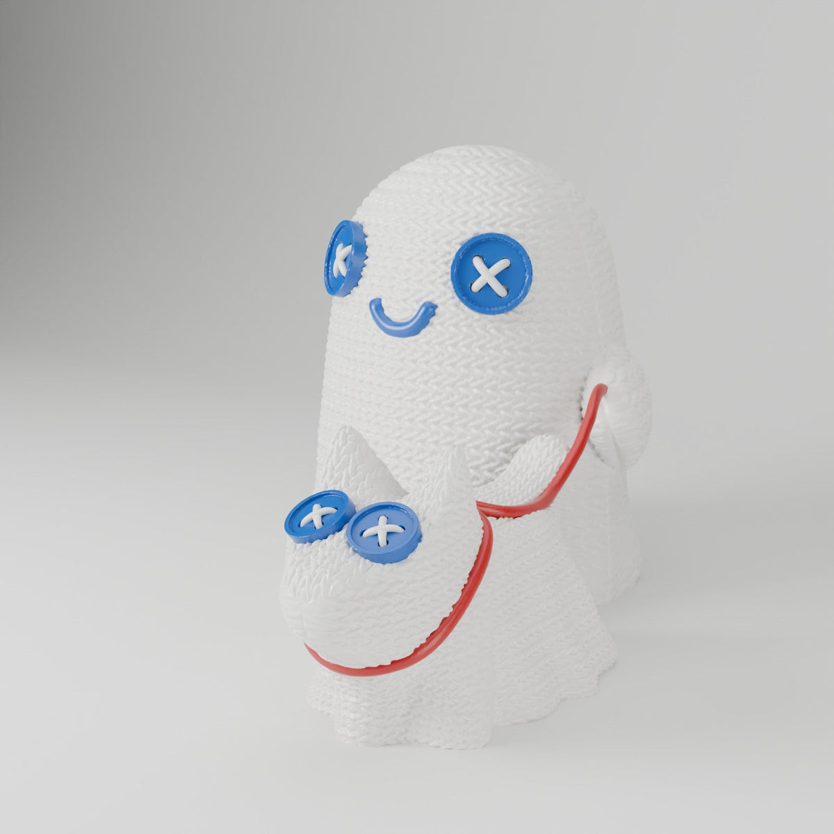 Crochet Ghost with Dog – Cute Knit-Texture Ghost LED Tealight Holder with Ghost Puppy - Northern Foundry