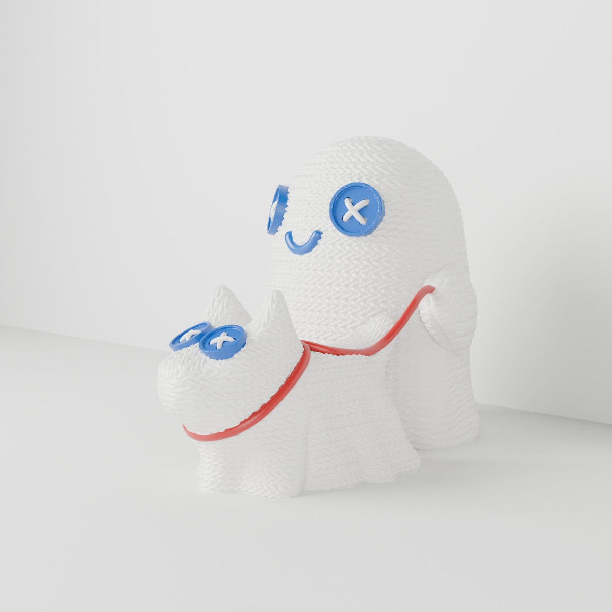 Crochet Ghost with Dog – Cute Knit-Texture Ghost LED Tealight Holder with Ghost Puppy - Northern Foundry