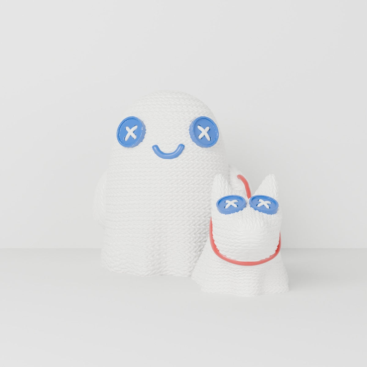 Crochet Ghost with Dog – Cute Knit-Texture Ghost LED Tealight Holder with Ghost Puppy - Northern Foundry