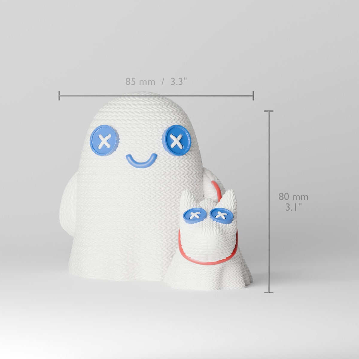 Crochet Ghost with Dog – Cute Knit-Texture Ghost LED Tealight Holder with Ghost Puppy - Northern Foundry