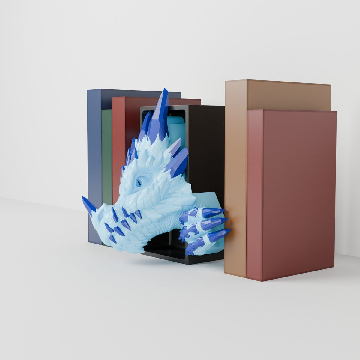 Crystal Dragon Book Nook – Gem Dragon Head or Tail Bursting from Your Bookshelf - Northern Foundry