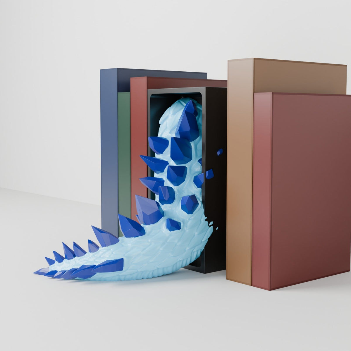 Crystal Dragon Book Nook – Gem Dragon Head or Tail Bursting from Your Bookshelf - Northern Foundry