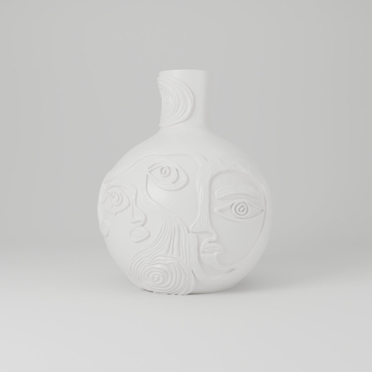 Cubist Faces Vase – Abstract Line Art Vase - Northern Foundry