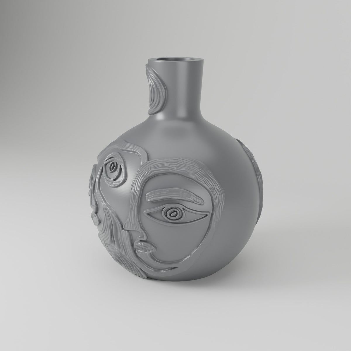 Cubist Faces Vase – Abstract Line Art Vase - Northern Foundry