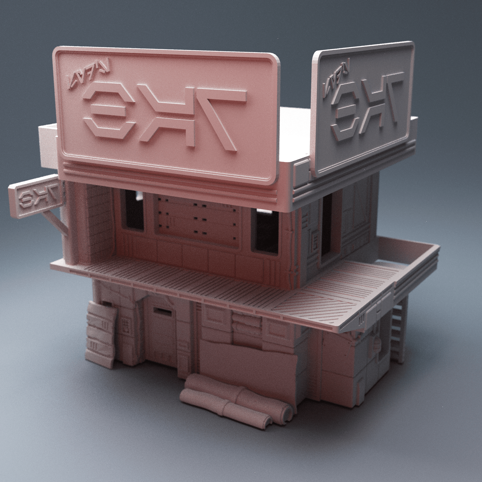 Cyberpunk Eateries Bundle – Locust Eatery + Parlor Bar (2 Buildings, 28mm/40mm) - Northern Foundry