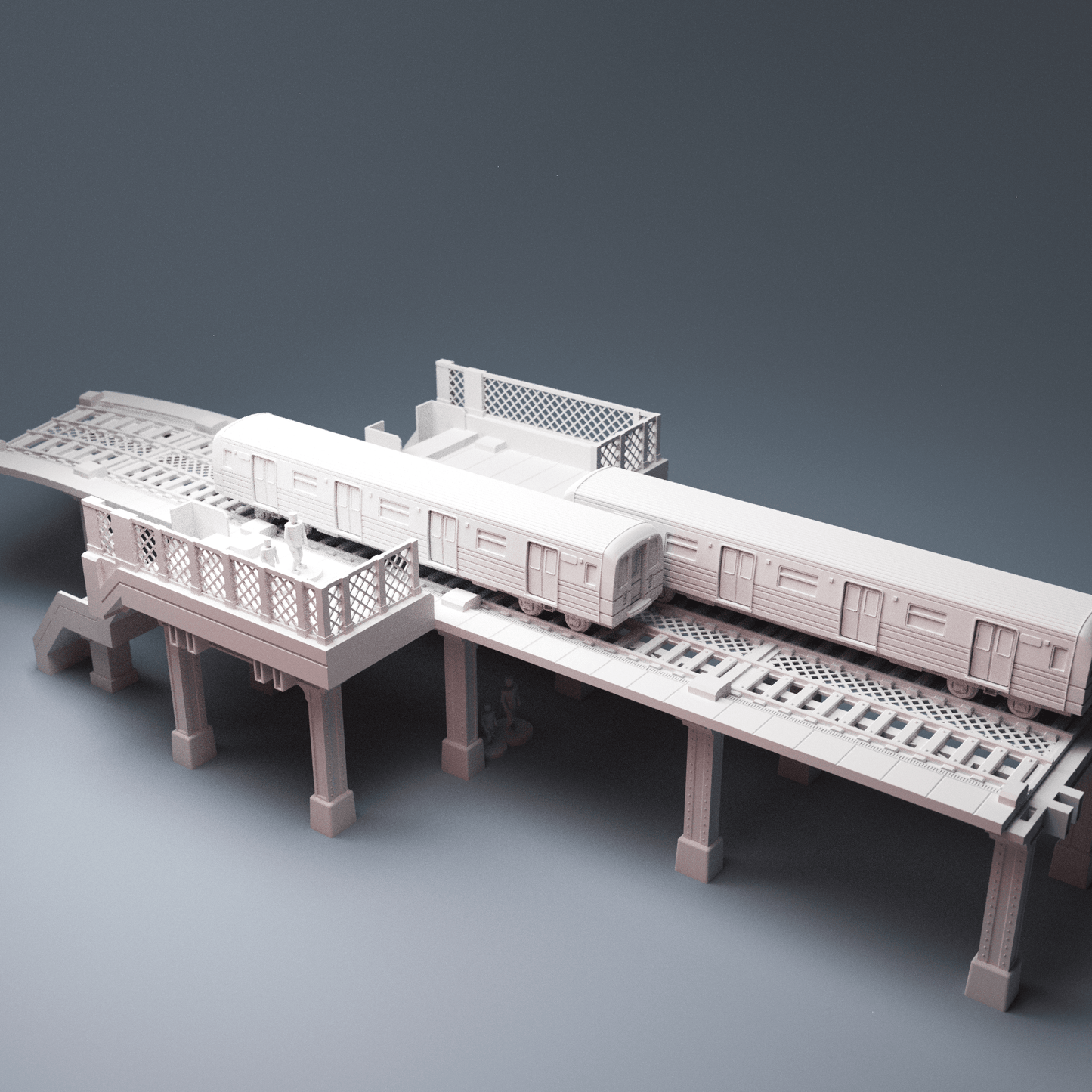 Cyberpunk Elevated Transit Bundle – Trainline + Modular Stairs & Walkways (28mm/40mm) - Northern Foundry