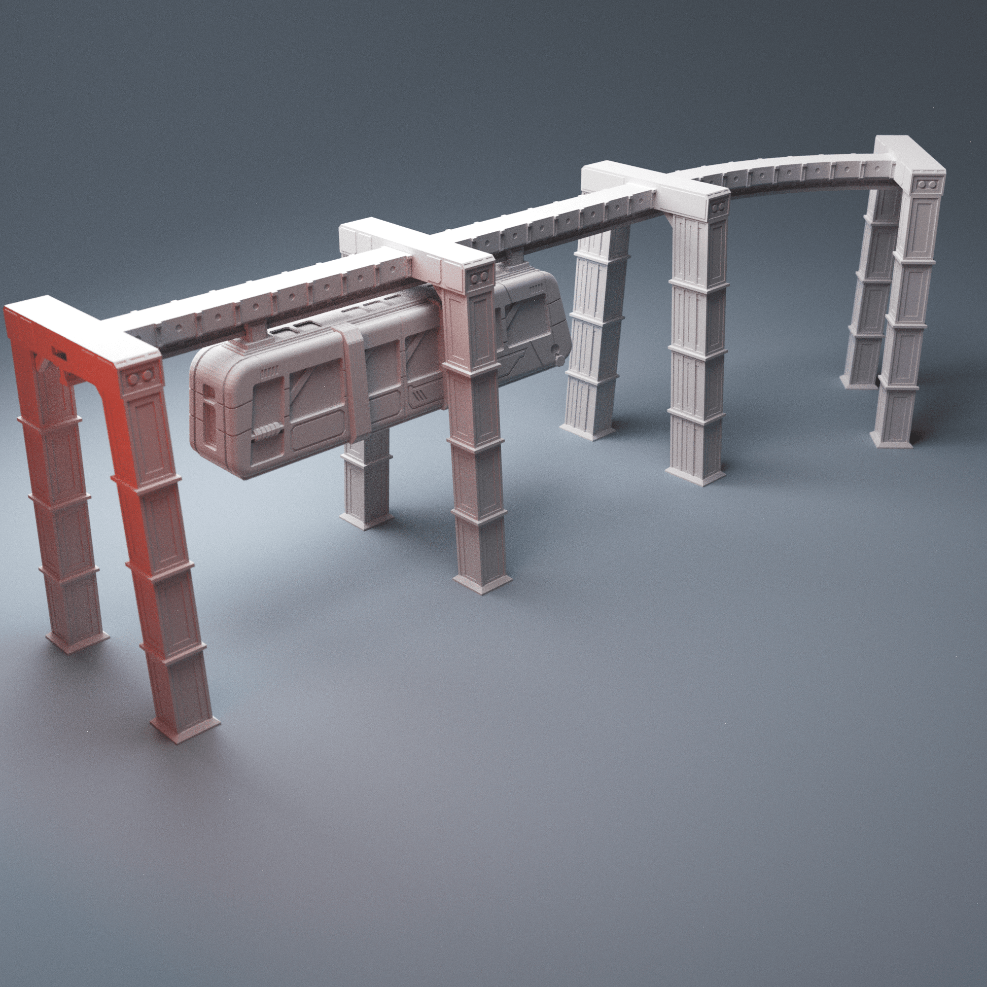 Cyberpunk Suspended Monorail – 28mm/40mm Sci-Fi Terrain, Modular OpenLOCK Track - Northern Foundry