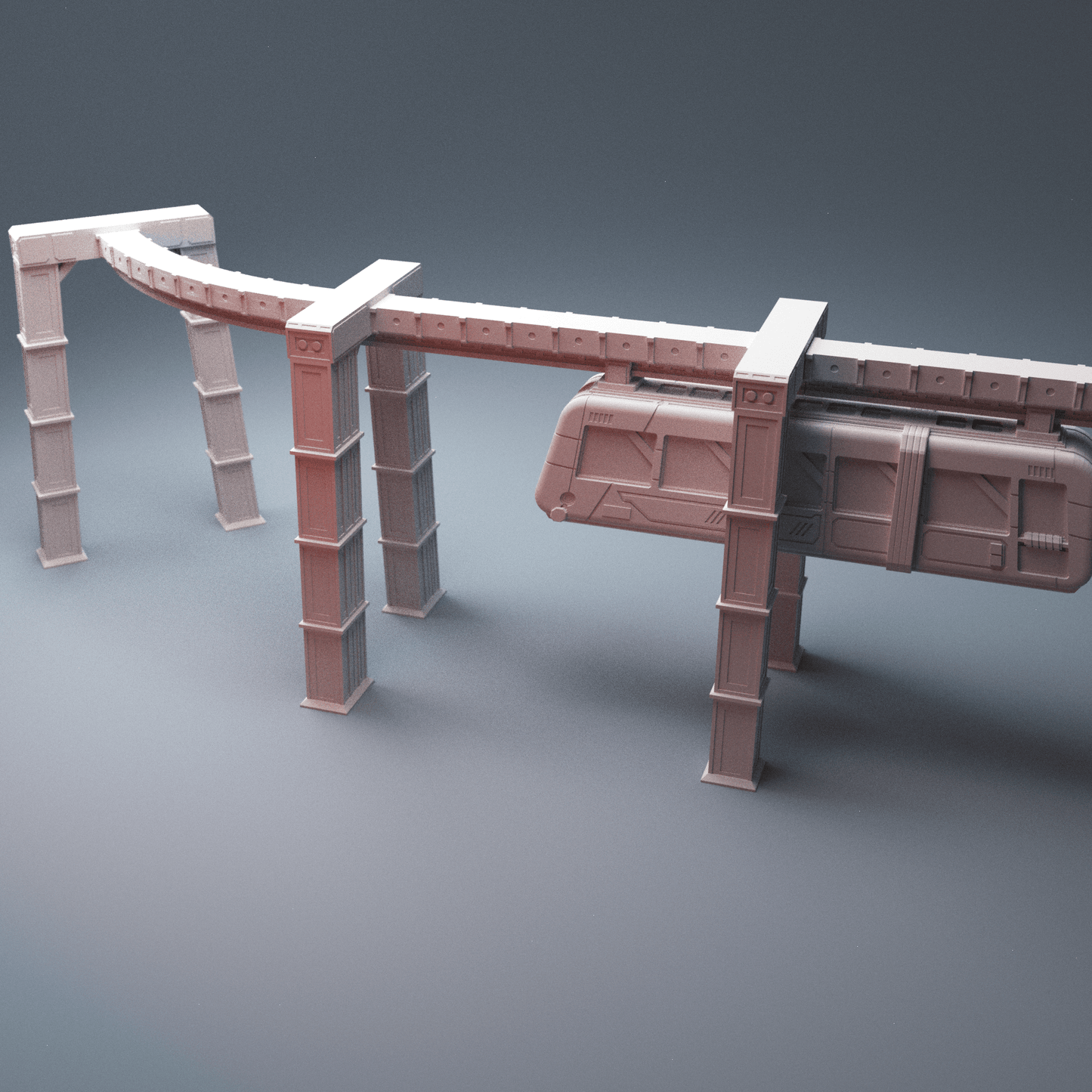 Cyberpunk Suspended Monorail – 28mm/40mm Sci-Fi Terrain, Modular OpenLOCK Track - Northern Foundry