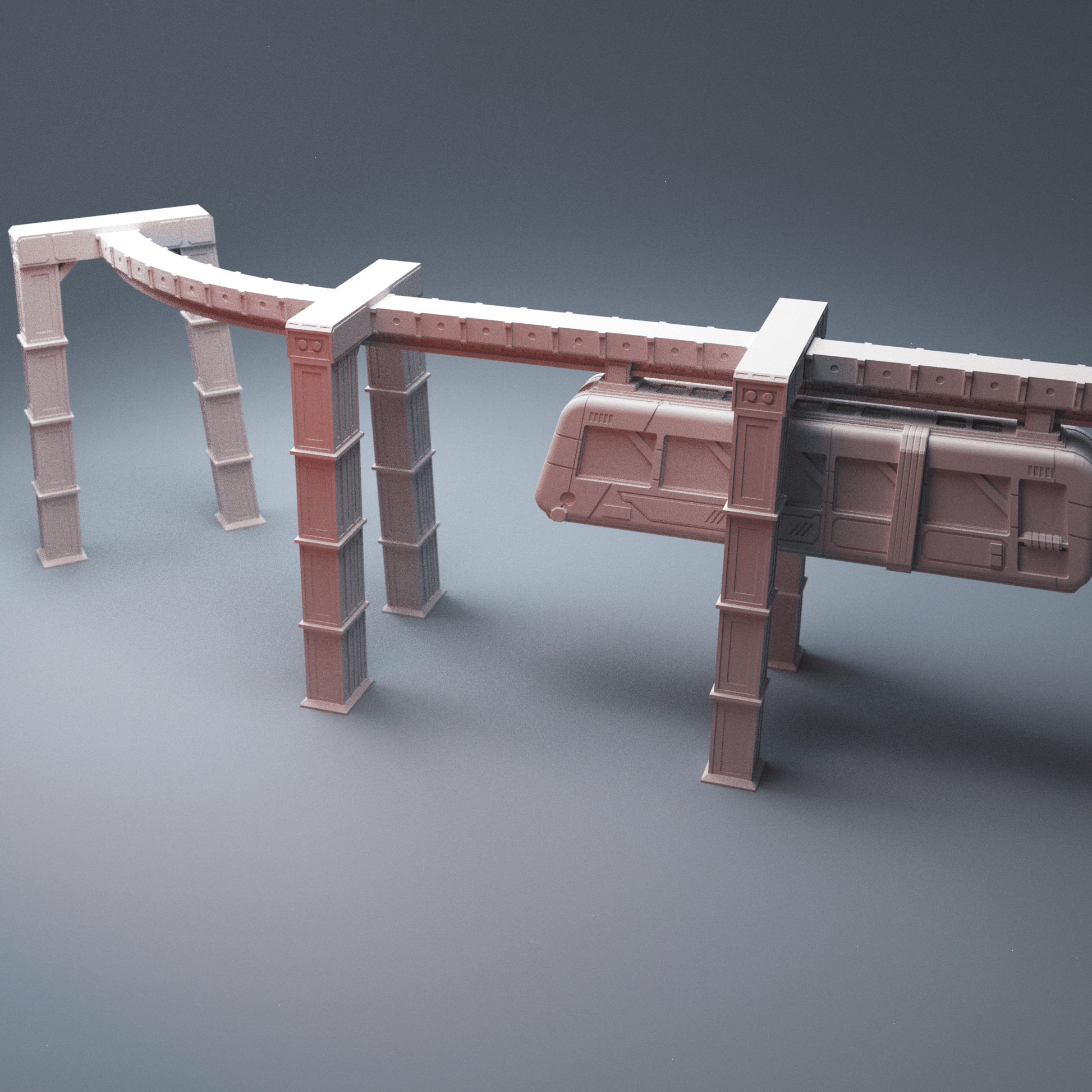Cyberpunk Suspended Monorail – 28mm/40mm Sci-Fi Terrain, Modular OpenLOCK Track - Northern Foundry