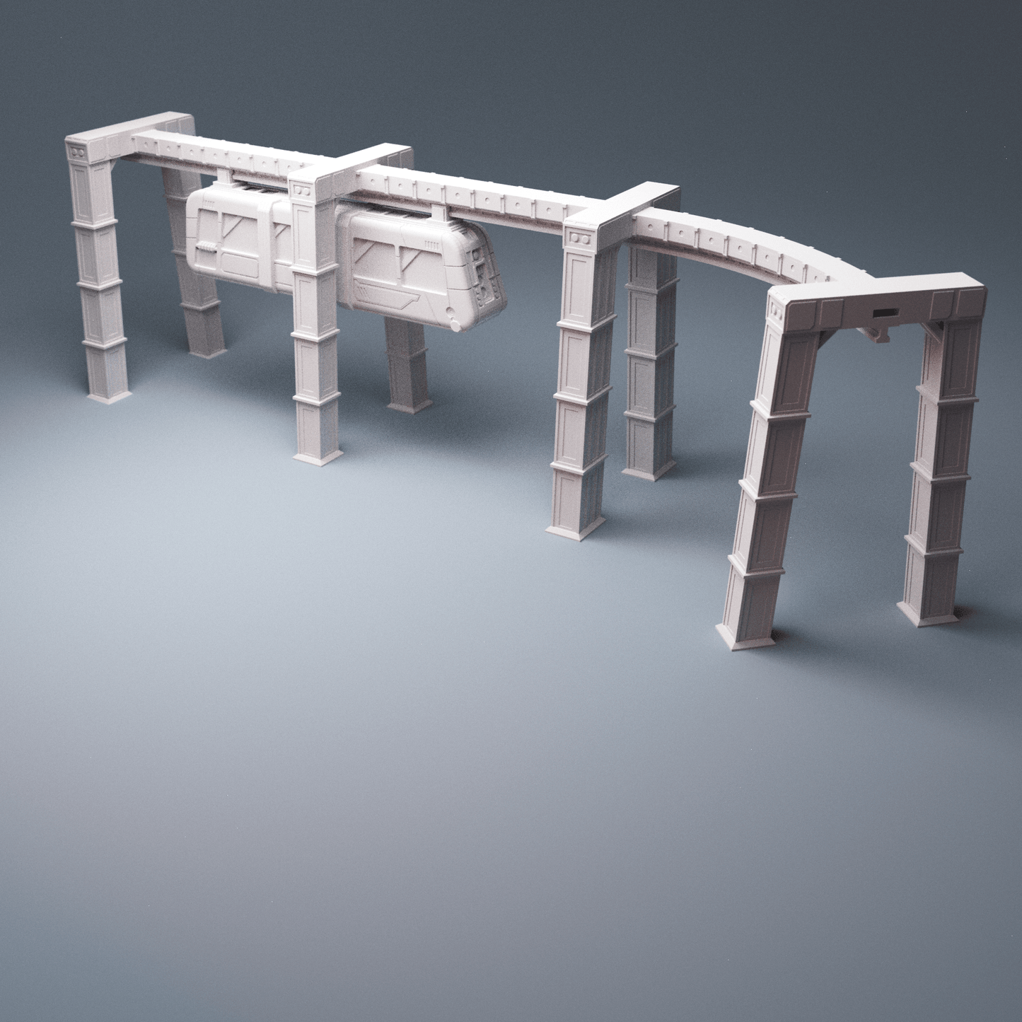 Cyberpunk Suspended Monorail – 28mm/40mm Sci-Fi Terrain, Modular OpenLOCK Track - Northern Foundry