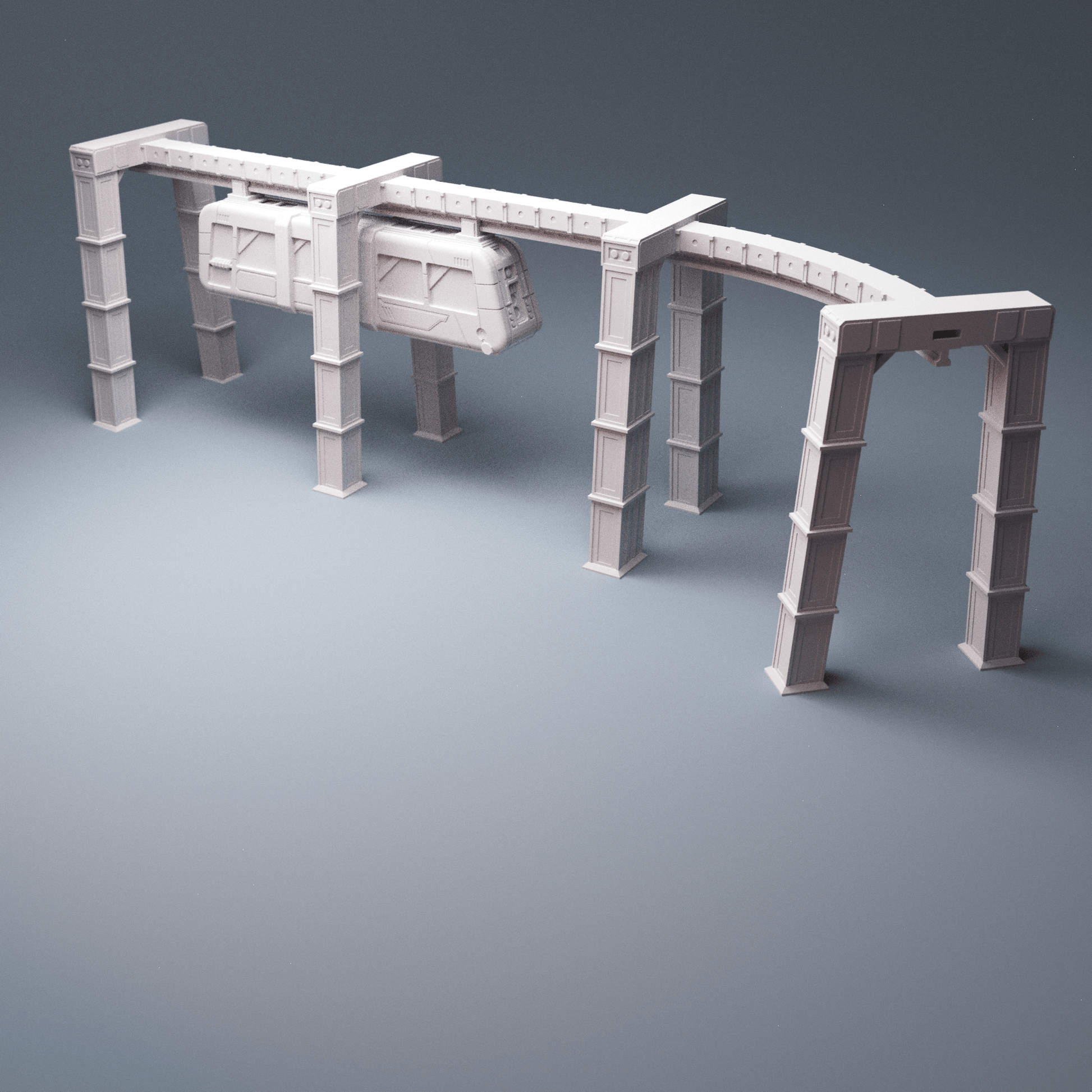 Cyberpunk Suspended Monorail – 28mm/40mm Sci-Fi Terrain, Modular OpenLOCK Track - Northern Foundry