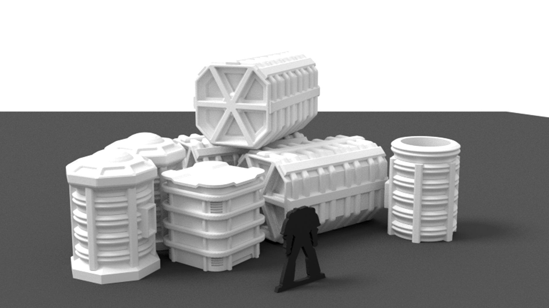 Desert Spaceport Terrain Bundle – 7 Sci-Fi Buildings (28mm/40mm, Star Wars Legion) - Northern Foundry