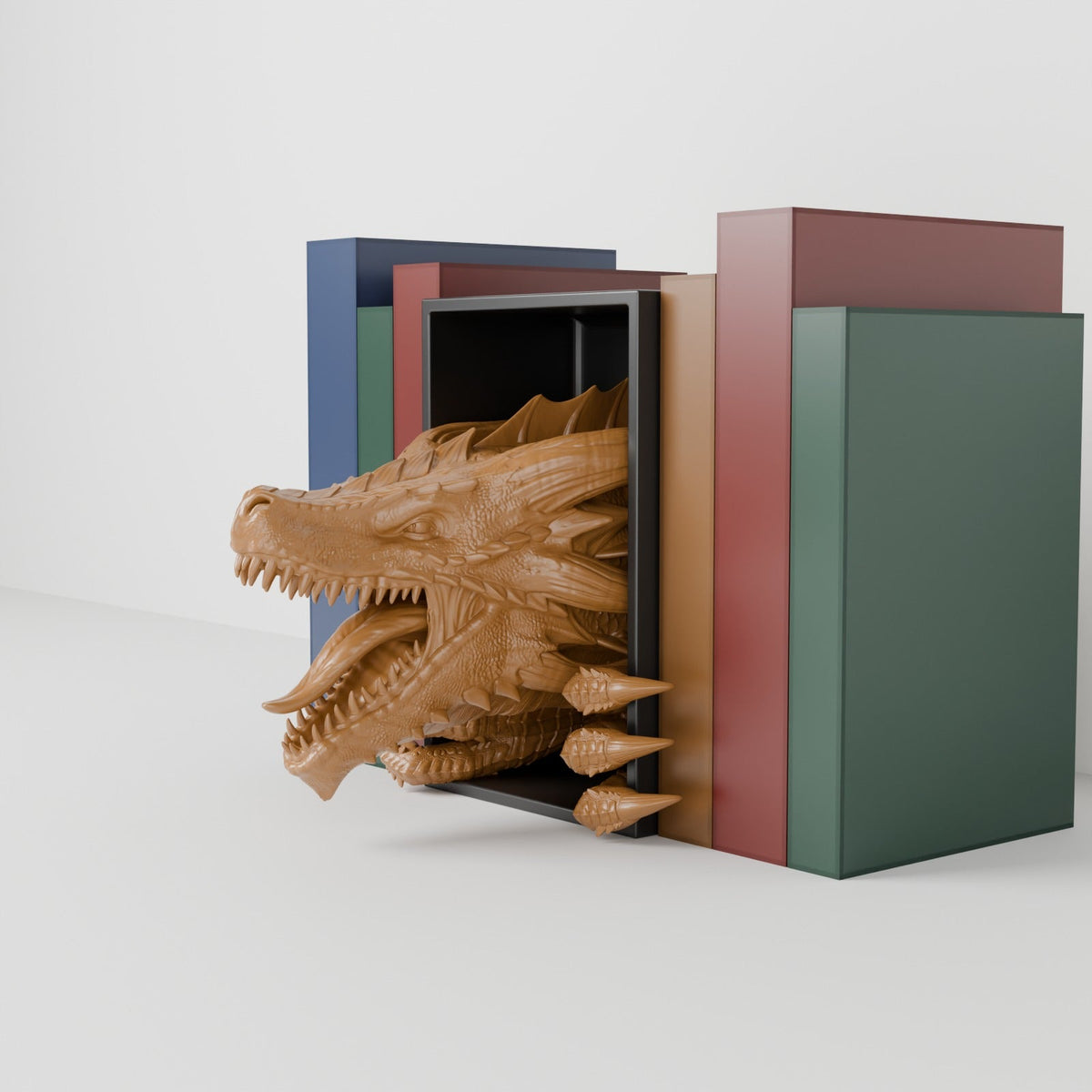 Dragon Awakening Book Nook – Roaring Dragon Head Bursting from Your Bookshelf - Northern Foundry