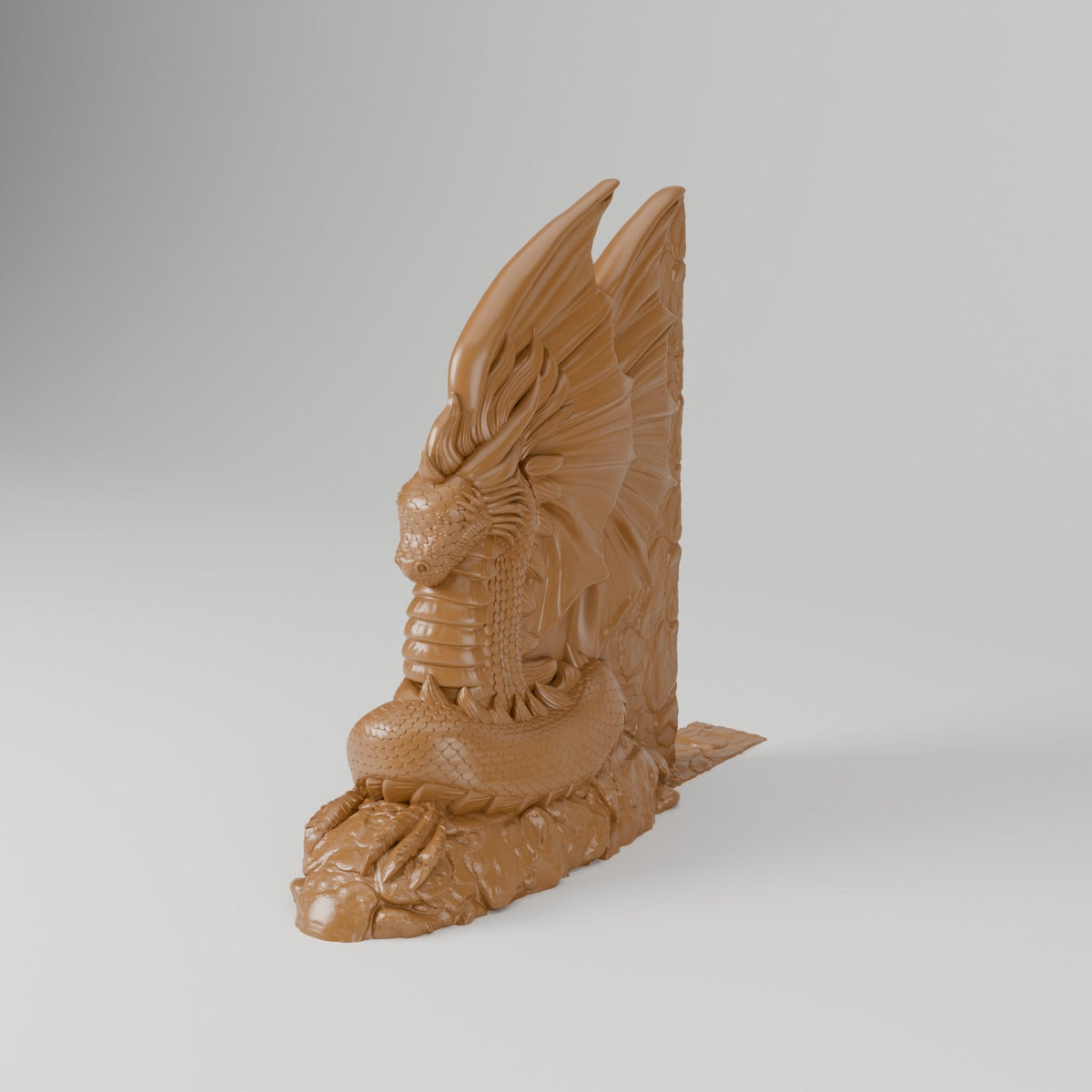 Dragon Bookend – Carved Dragon Guardian with Wings on a Rocky Base - Northern Foundry