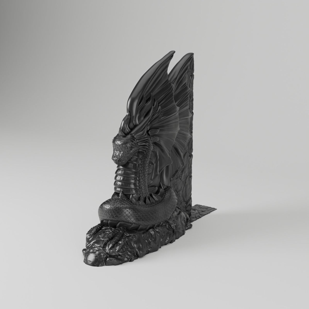 Dragon Bookend – Carved Dragon Guardian with Wings on a Rocky Base - Northern Foundry