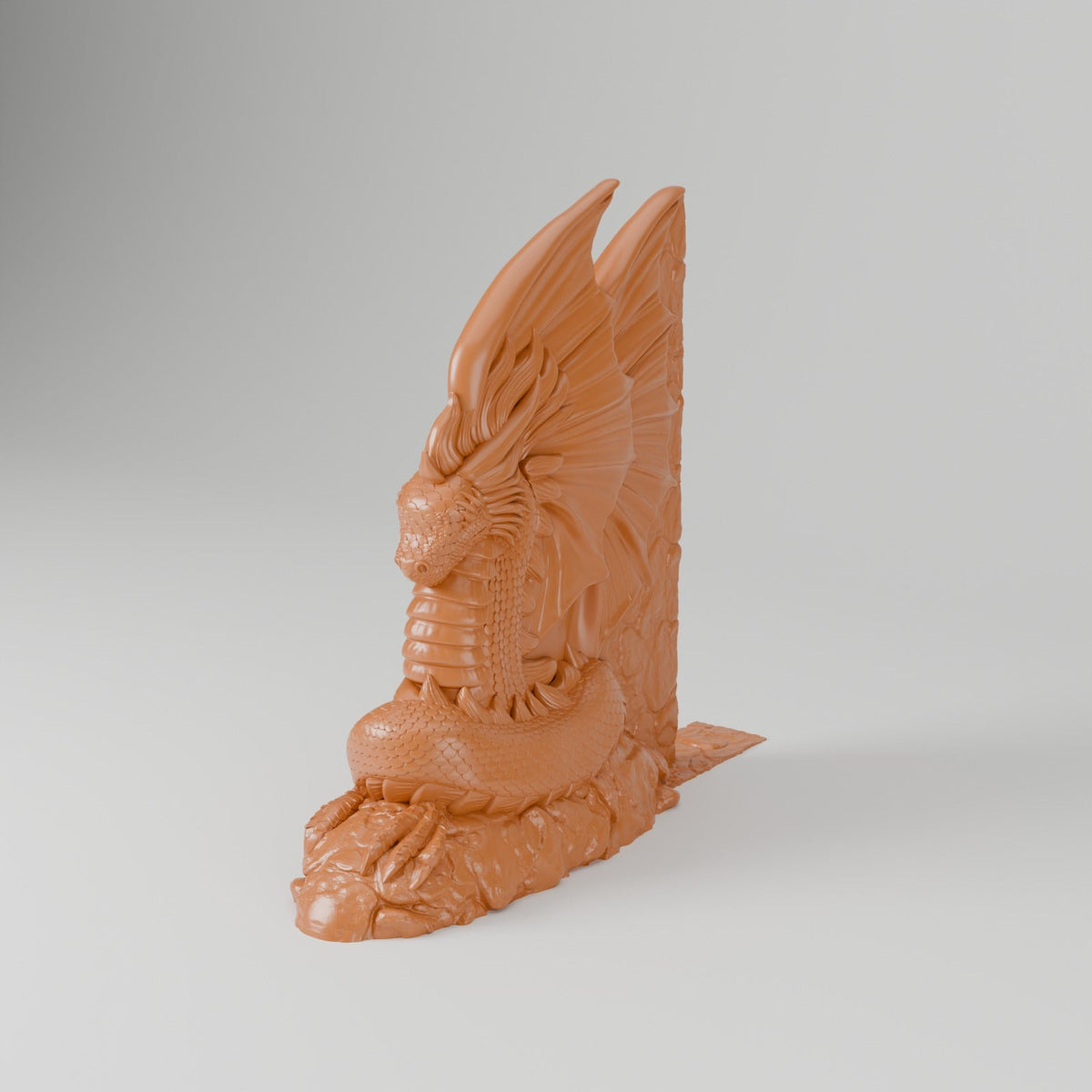 Dragon Bookend – Carved Dragon Guardian with Wings on a Rocky Base - Northern Foundry