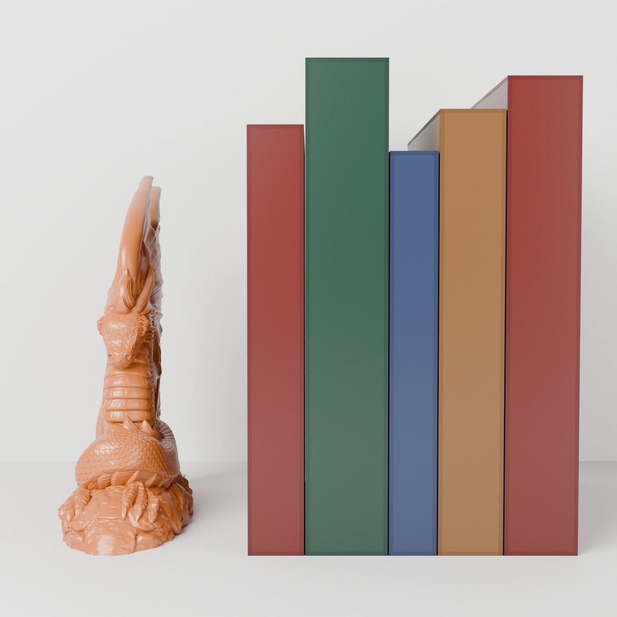 Dragon Bookend – Carved Dragon Guardian with Wings on a Rocky Base - Northern Foundry