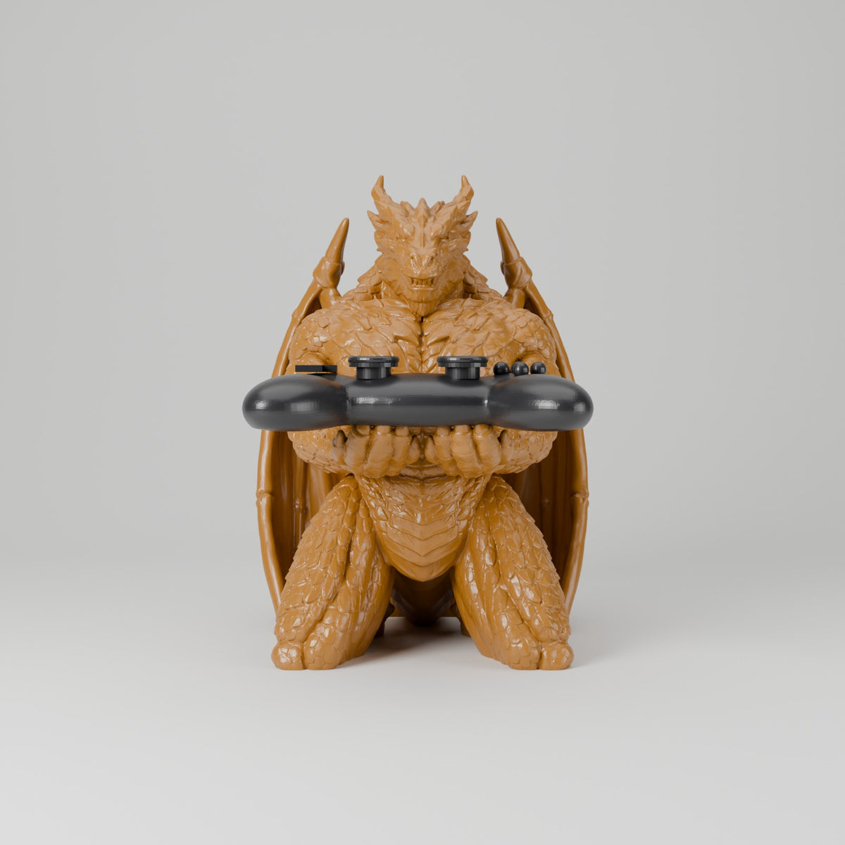 Dragon controller stand with controller controller stand antique bronze front view