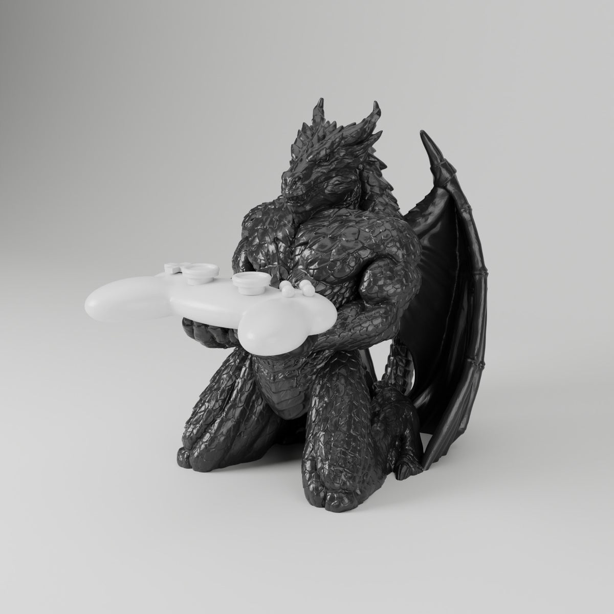 Dragon controller stand with controller controller stand black angled view