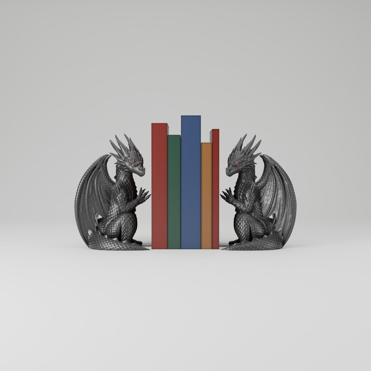 Dragon Display Bookends – Pair of Seated Winged Dragon Bookends - Northern Foundry