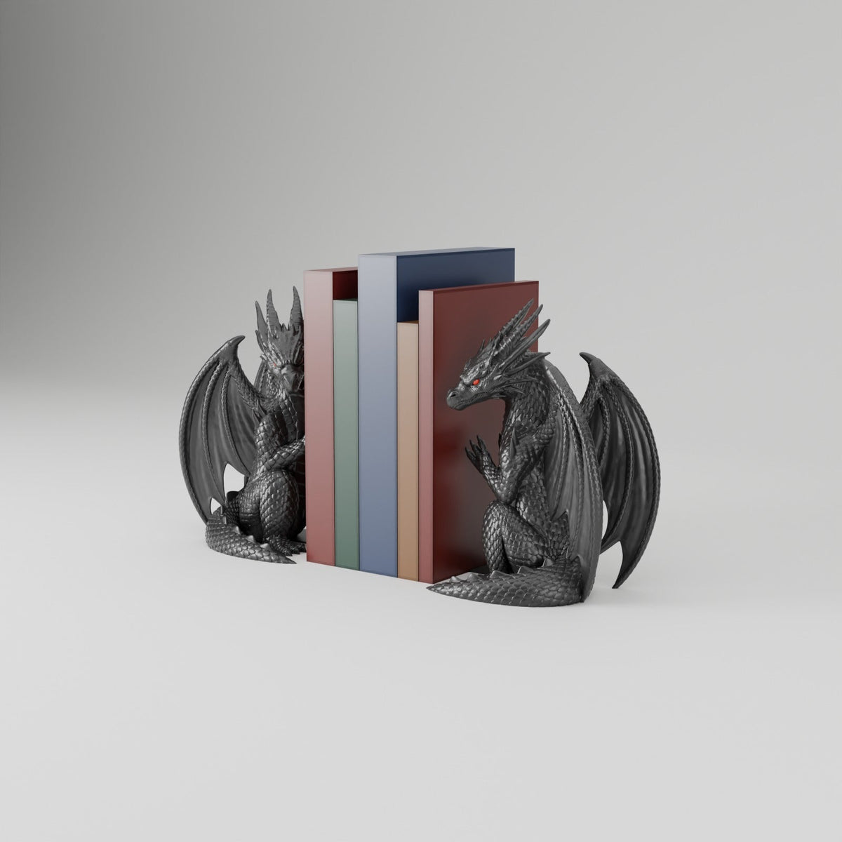 Dragon Display Bookends – Pair of Seated Winged Dragon Bookends - Northern Foundry