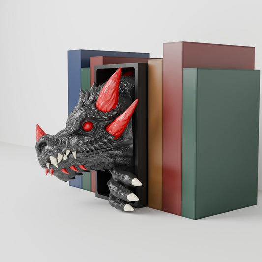 Dragon Emerging Book Nook – Dragon Head or Tail Bursting from Your Bookshelf - Northern Foundry