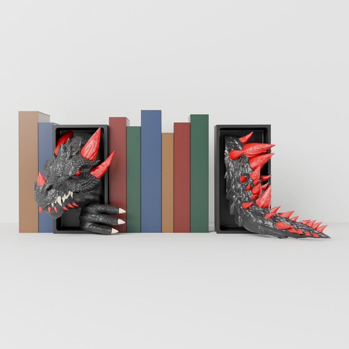 Dragon Emerging Book Nook – Dragon Head or Tail Bursting from Your Bookshelf - Northern Foundry