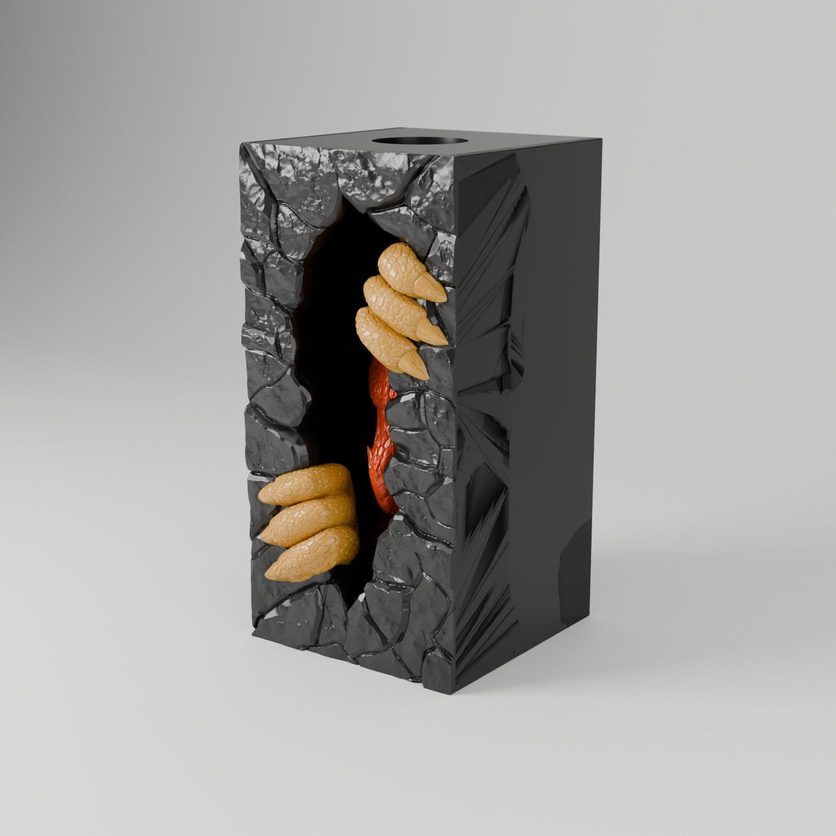 Dragon Portal Book Nook – Dragon Clawing Through a Stone Wall Bookshelf Insert - Northern Foundry