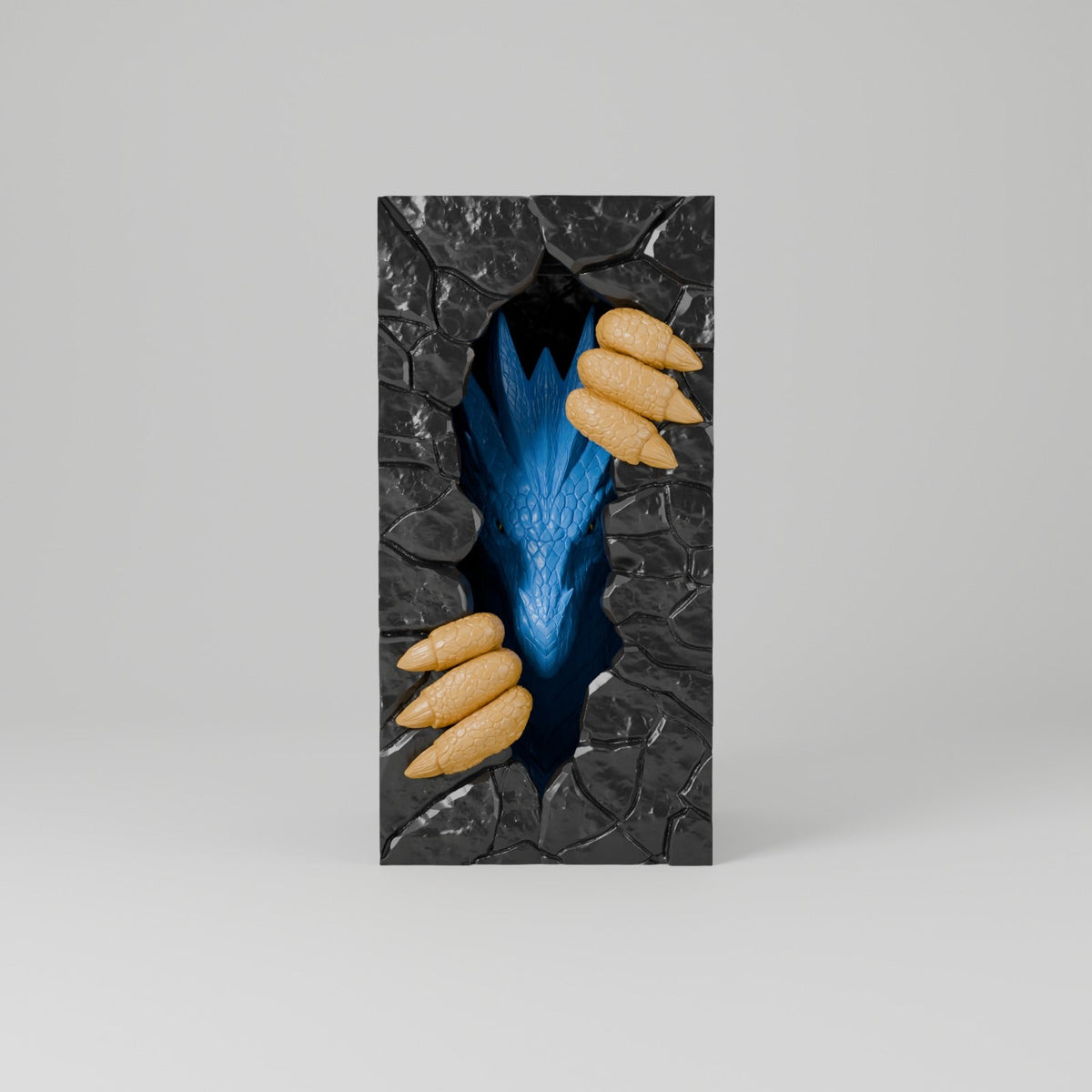 Dragon Portal Book Nook – Dragon Clawing Through a Stone Wall Bookshelf Insert - Northern Foundry