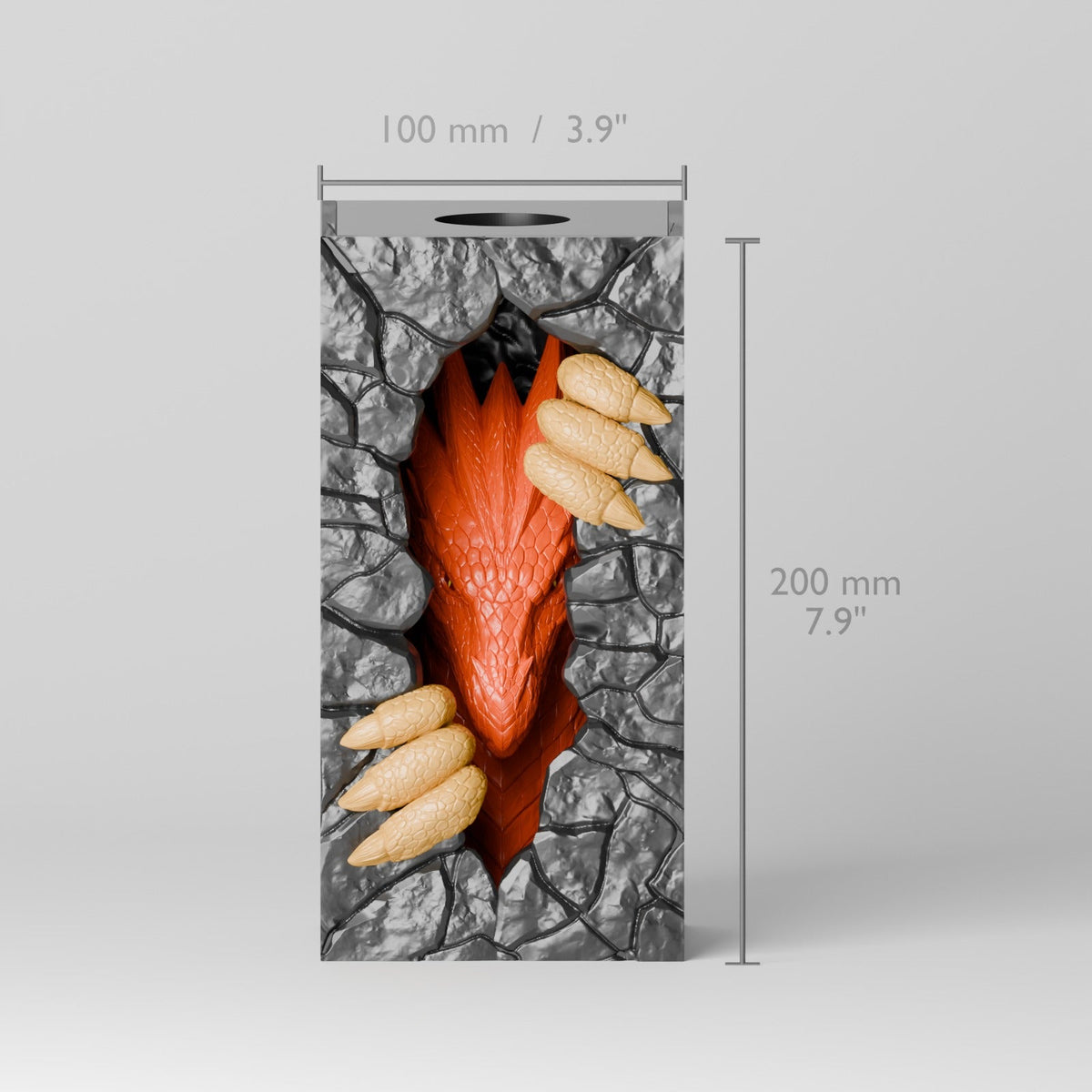 Dragon Portal Book Nook – Dragon Clawing Through a Stone Wall Bookshelf Insert - Northern Foundry