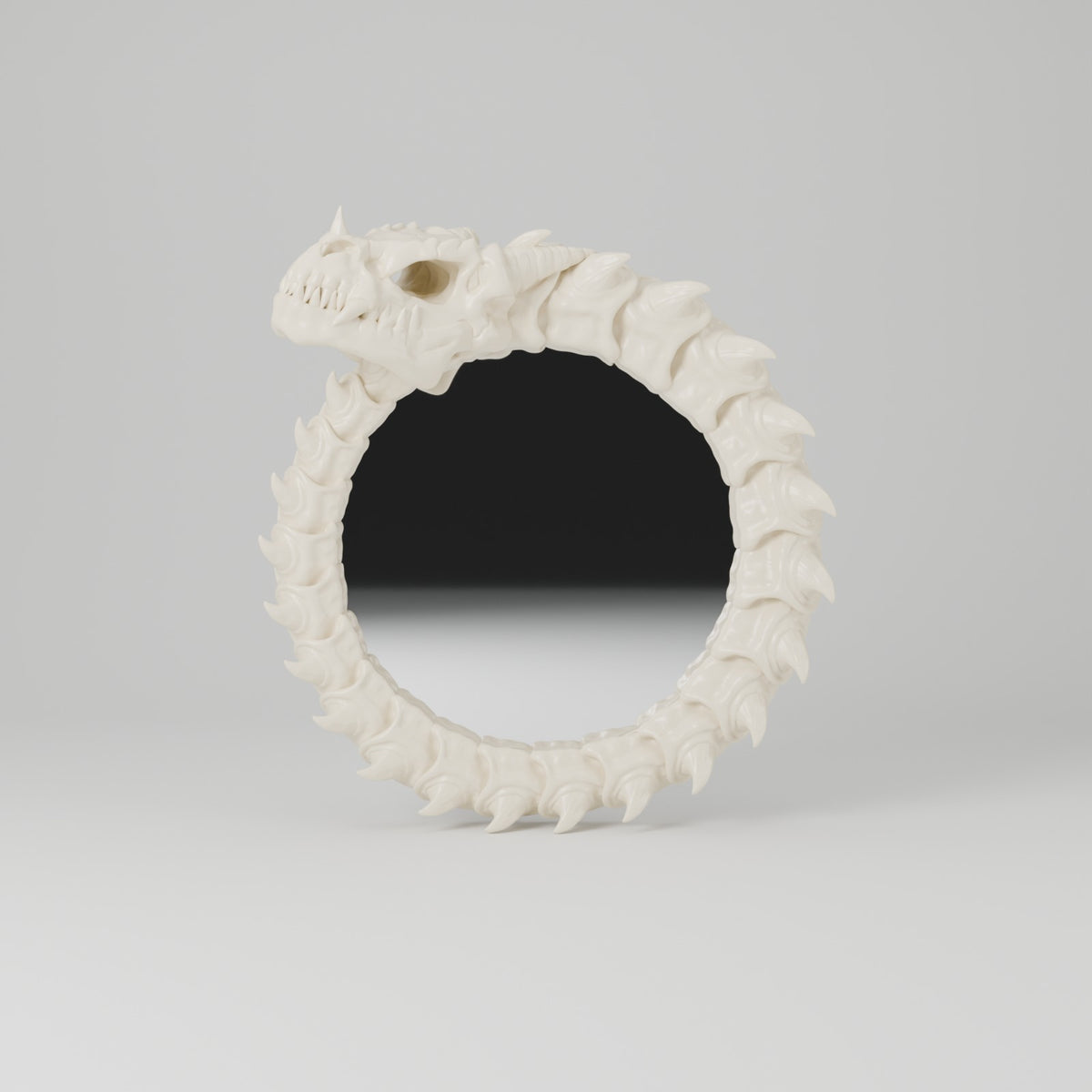 Dragon skeleton mirror wall mirror bone white front view