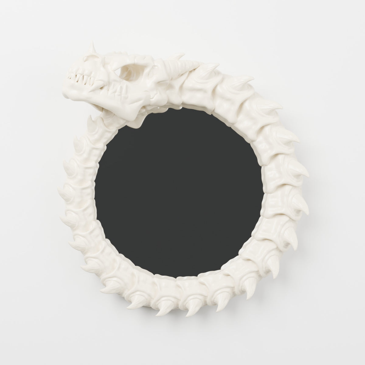 Dragon skeleton mirror wall mirror bone white on white wall front