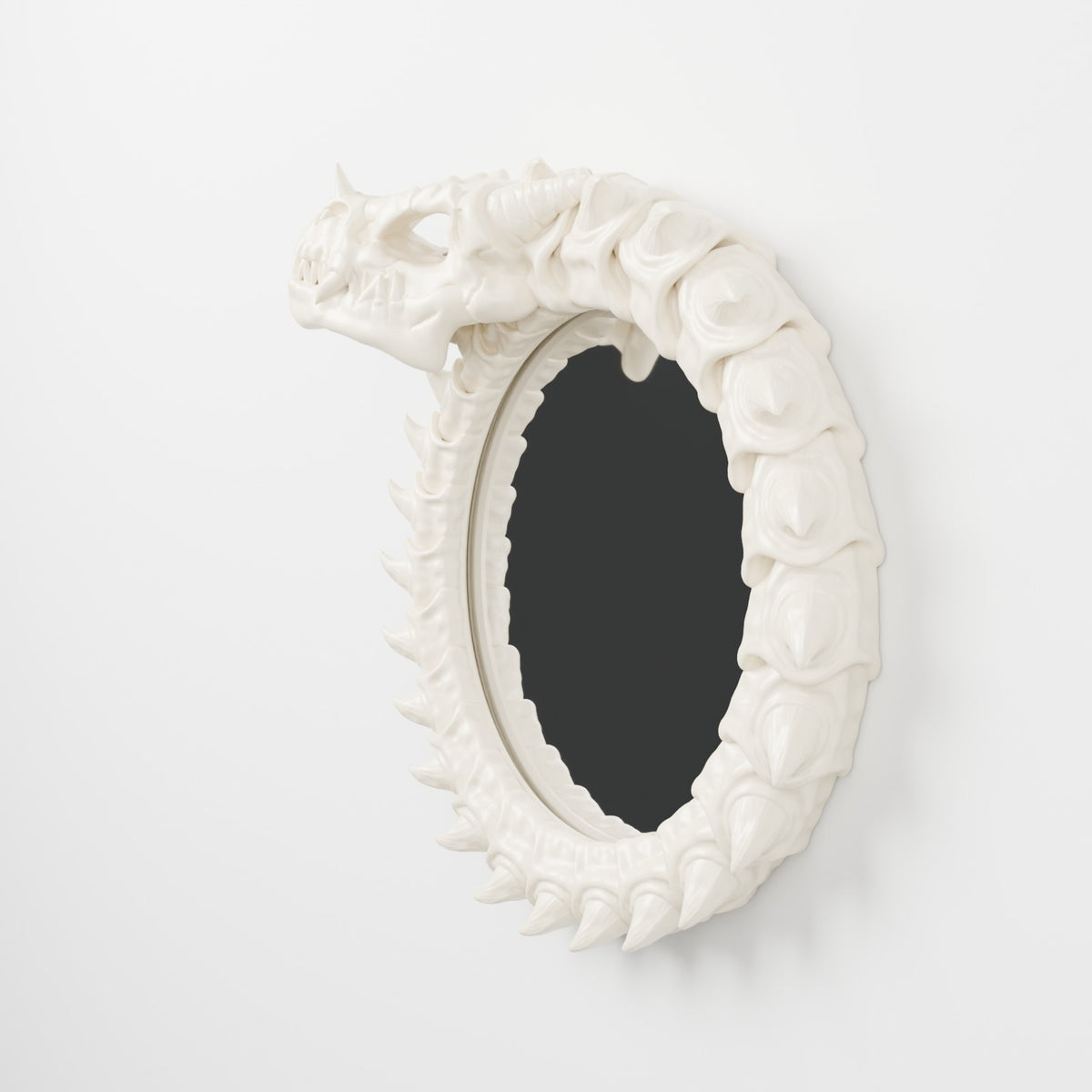Dragon skeleton mirror wall mirror bone white on white wall side