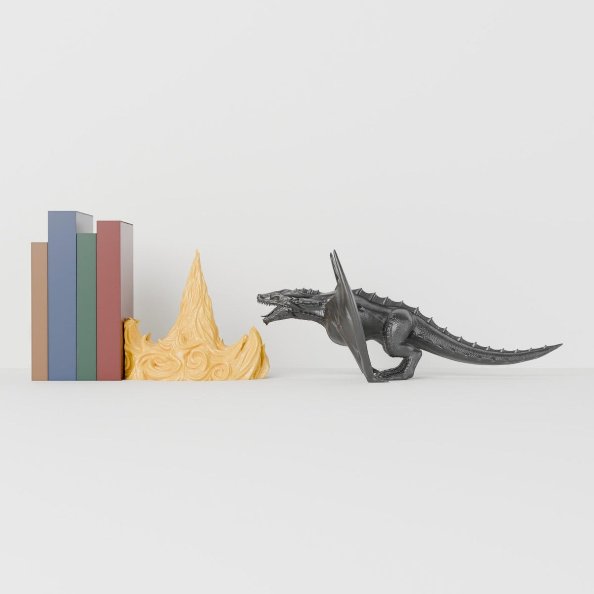 Dragon's Breath Bookend – Fire-Breathing Dragon and Flame Book Ends - Northern Foundry