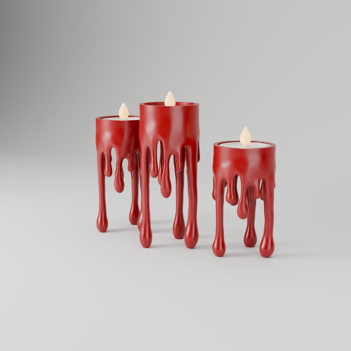 Dripping Candle Holders Set of 3 – Melting Liquid LED Tealight Holders, Halloween or Modern Decor - Northern Foundry