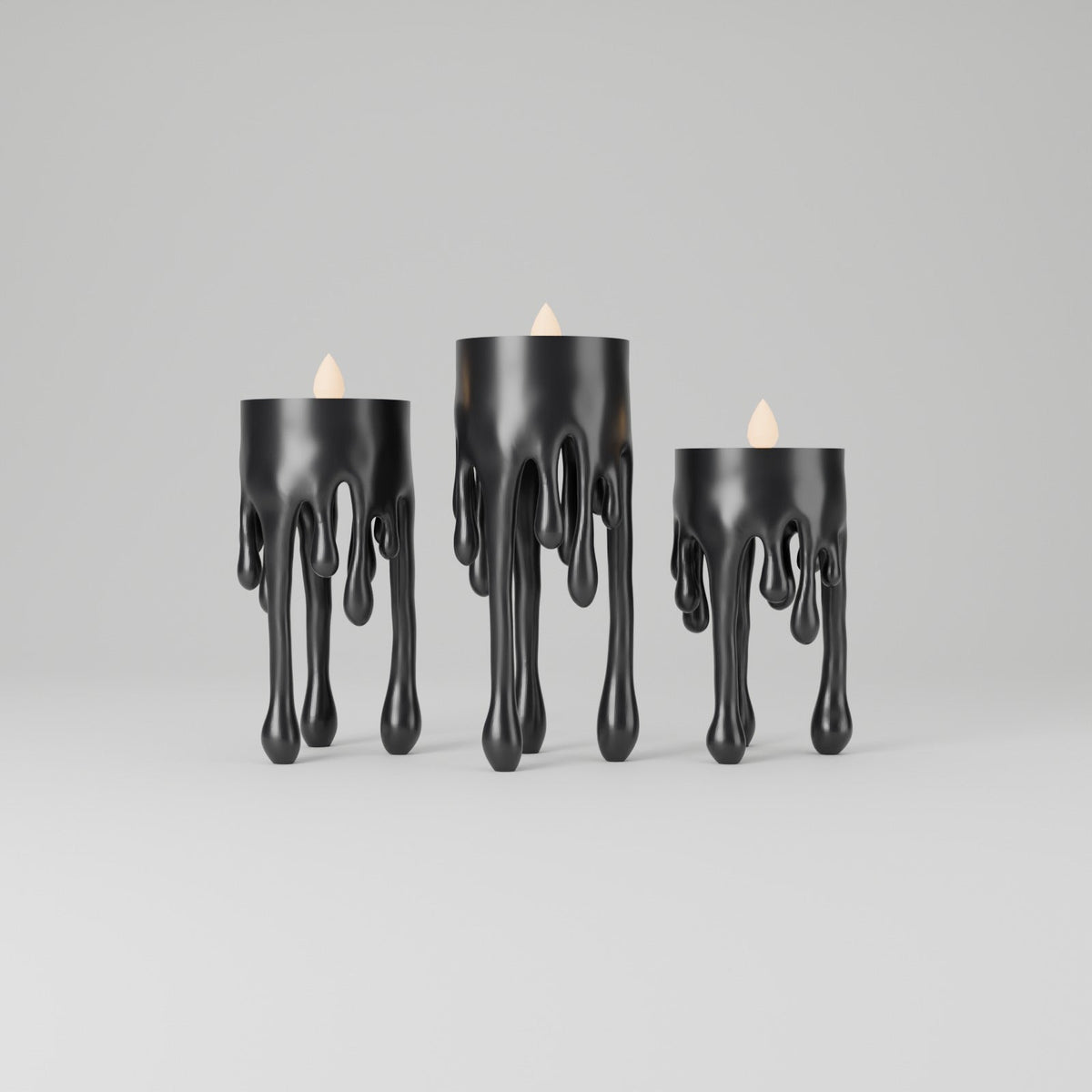 Dripping Candle Holders Set of 3 – Melting Liquid LED Tealight Holders, Halloween or Modern Decor - Northern Foundry