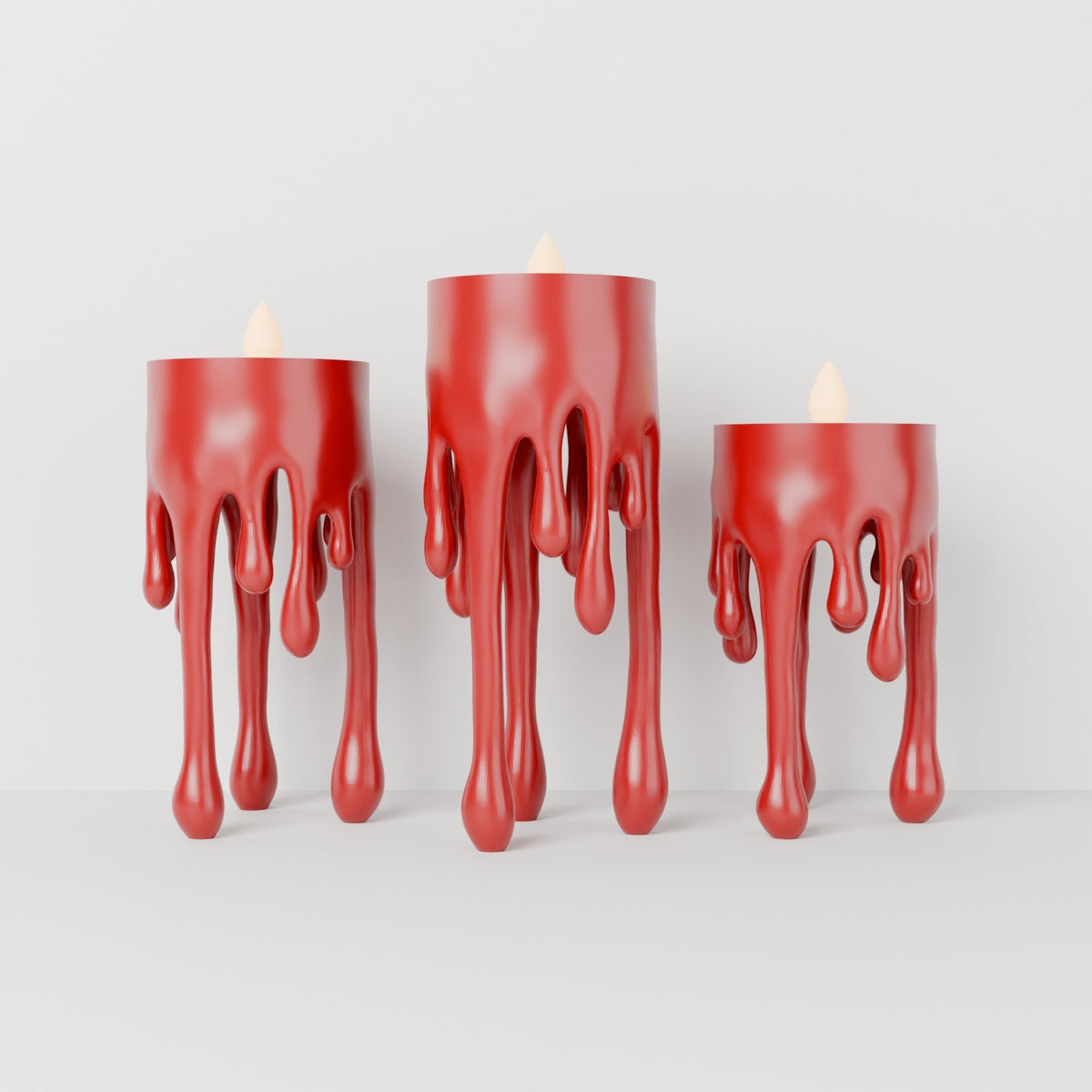 Dripping Candle Holders Set of 3 – Melting Liquid LED Tealight Holders, Halloween or Modern Decor - Northern Foundry