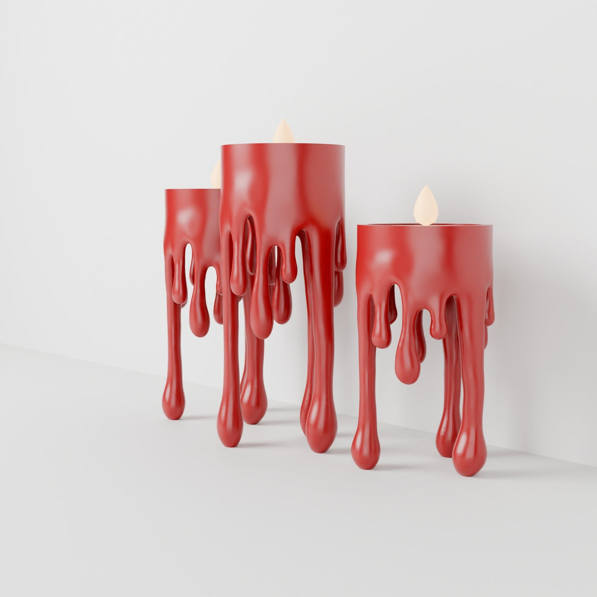 Dripping Candle Holders Set of 3 – Melting Liquid LED Tealight Holders, Halloween or Modern Decor - Northern Foundry