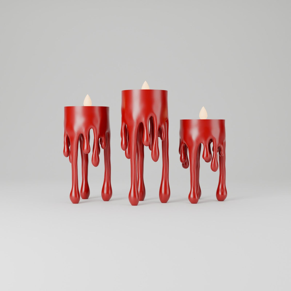 Dripping Candle Holders Set of 3 – Melting Liquid LED Tealight Holders, Halloween or Modern Decor - Northern Foundry