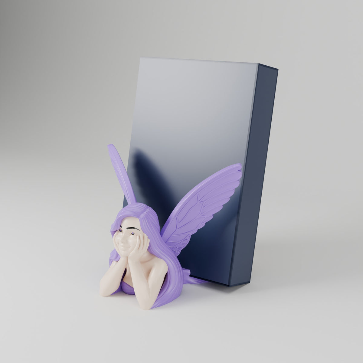 Fairy tale keeper book display with book book stand lavender purple angled view