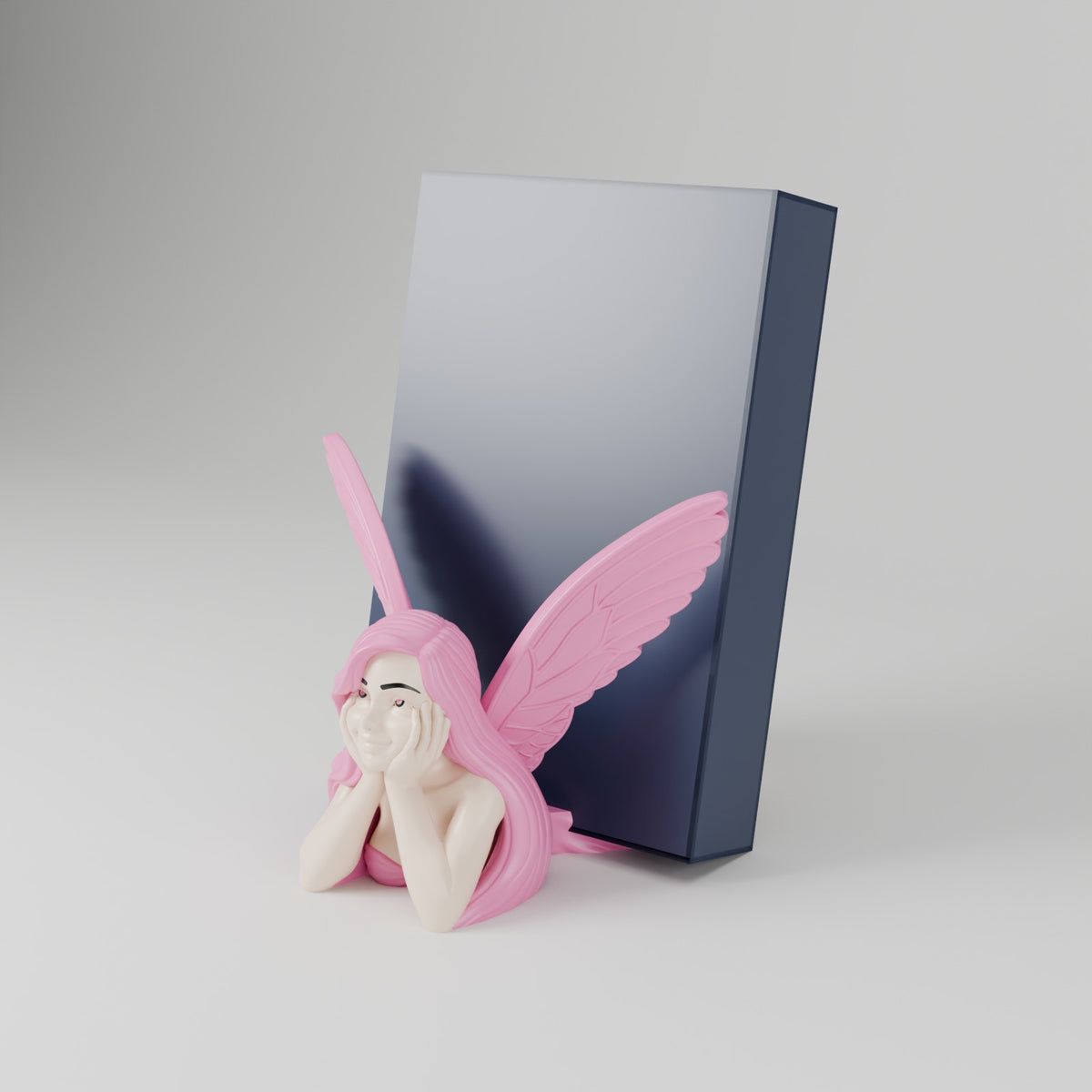 Fairy tale keeper book display with book book stand rose pink angled view