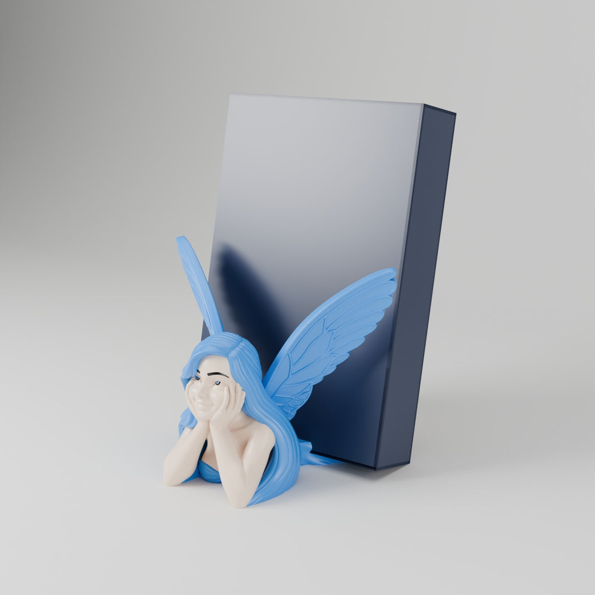 Fairy tale keeper book display with book book stand sky blue angled view