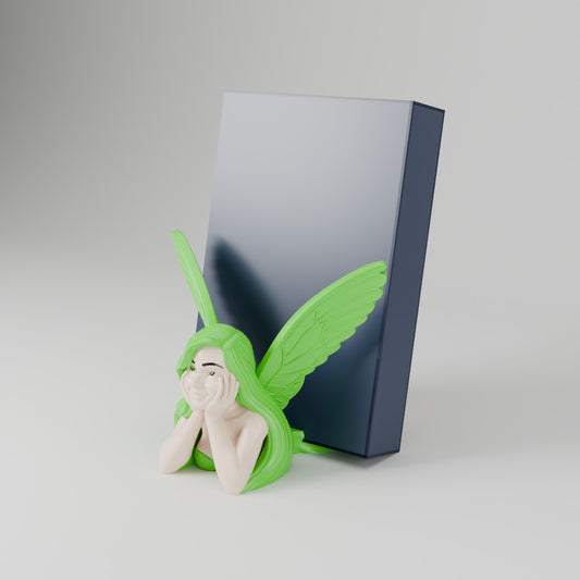 Fairy tale keeper book display with book book stand spring green angled view