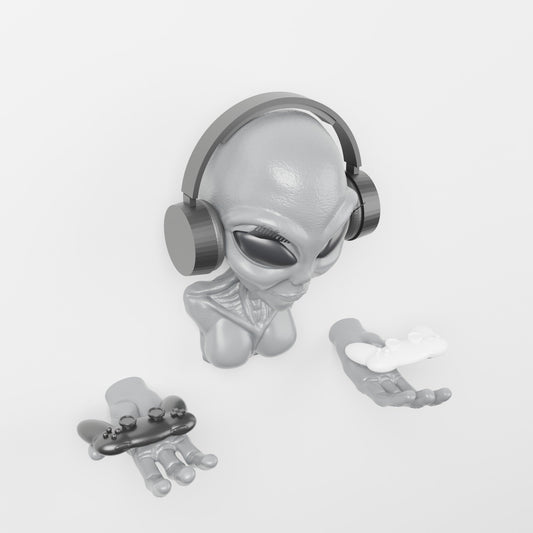Female Alien Bust Wall Mount with Hands – Headset & Controller Holder - Northern Foundry